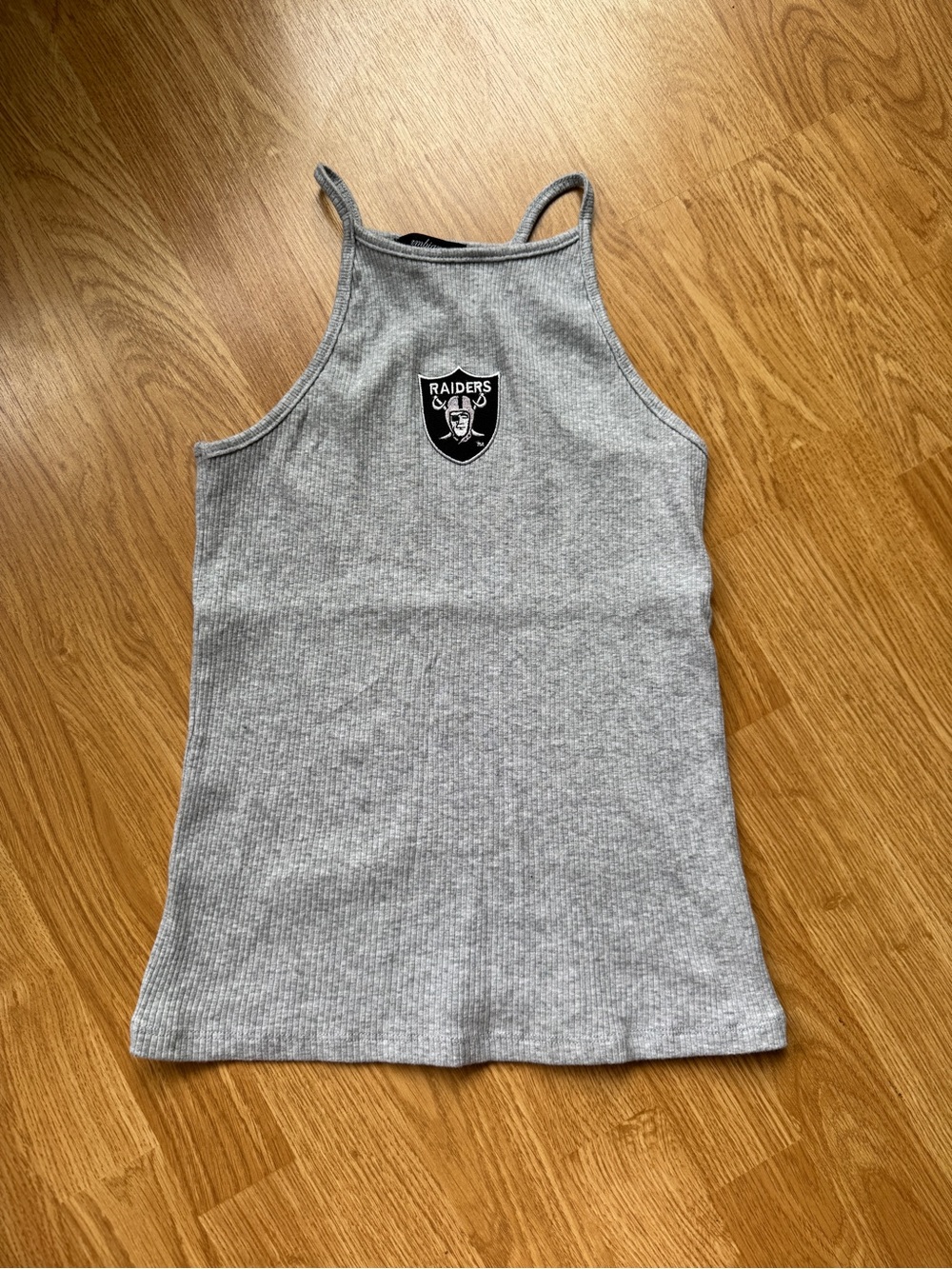 Las vagas Raiders Ribbed Gray Tank Top with Logo